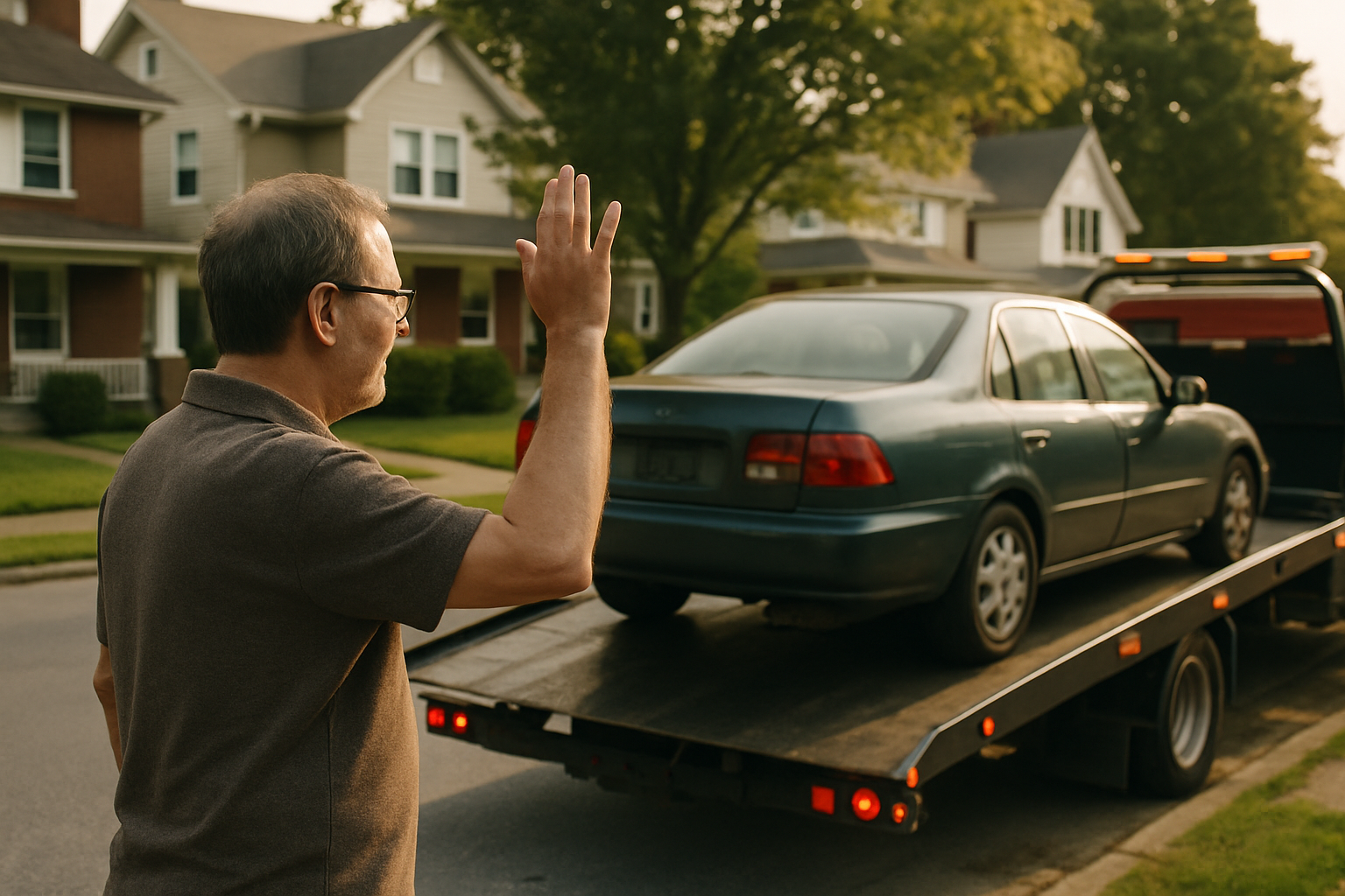 Vehicle donation moment in Harrisburg